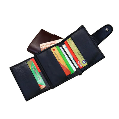 Premium Leather Wallet Trifold megnetic snap Slim and Smart Wallet Easily Adjust In Pocket